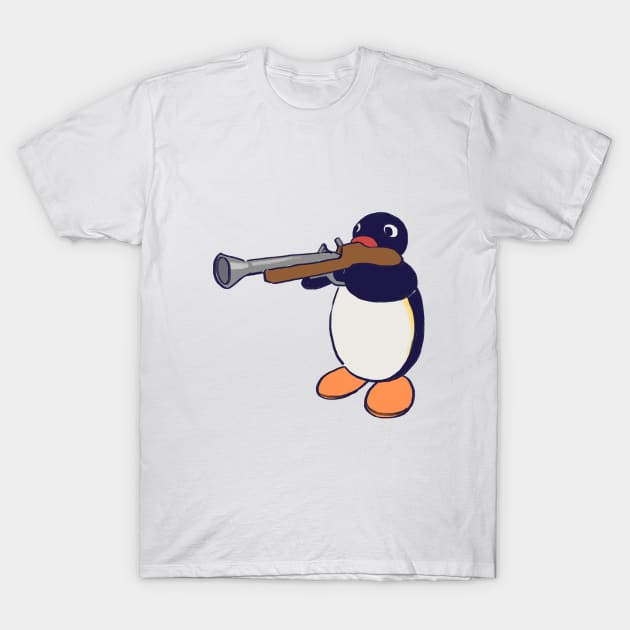 penguin with gun meme / pingu noot T-Shirt by mudwizard